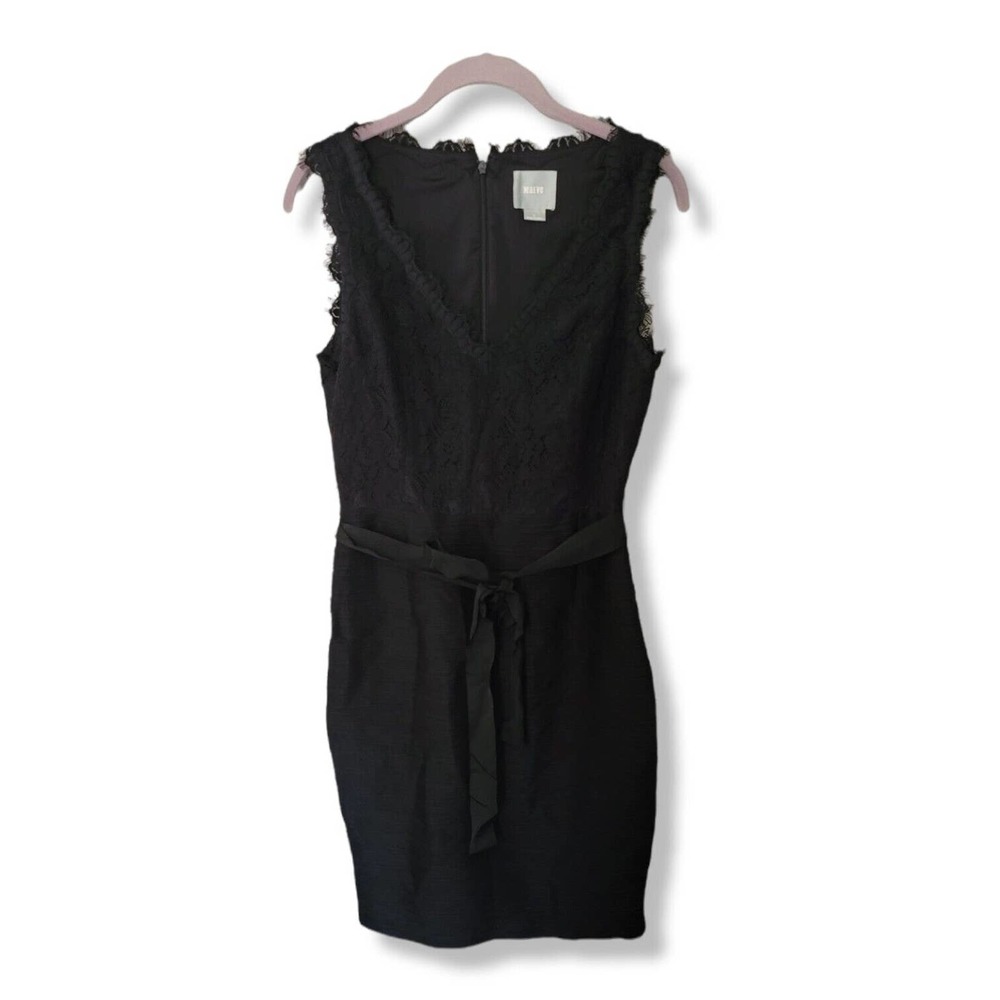 Anthropologie Maeve Black Lace Stretch Sheath cocktail dainty midi Dress